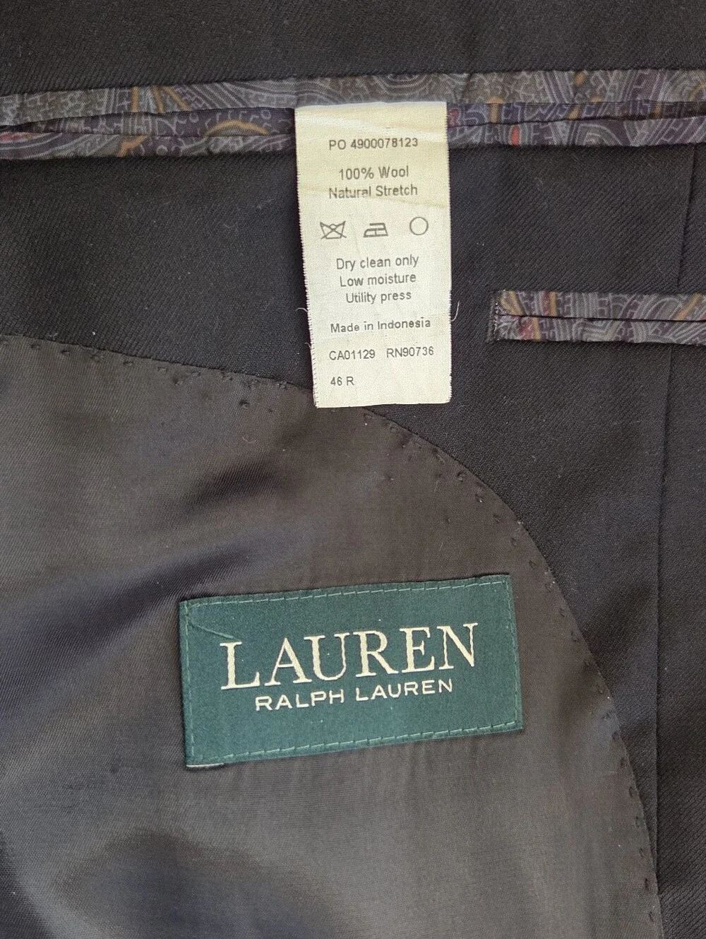 Lauren Ralph Lauren 46R 100% Wool Black Blazer Old Money Quiet Luxury Preppy